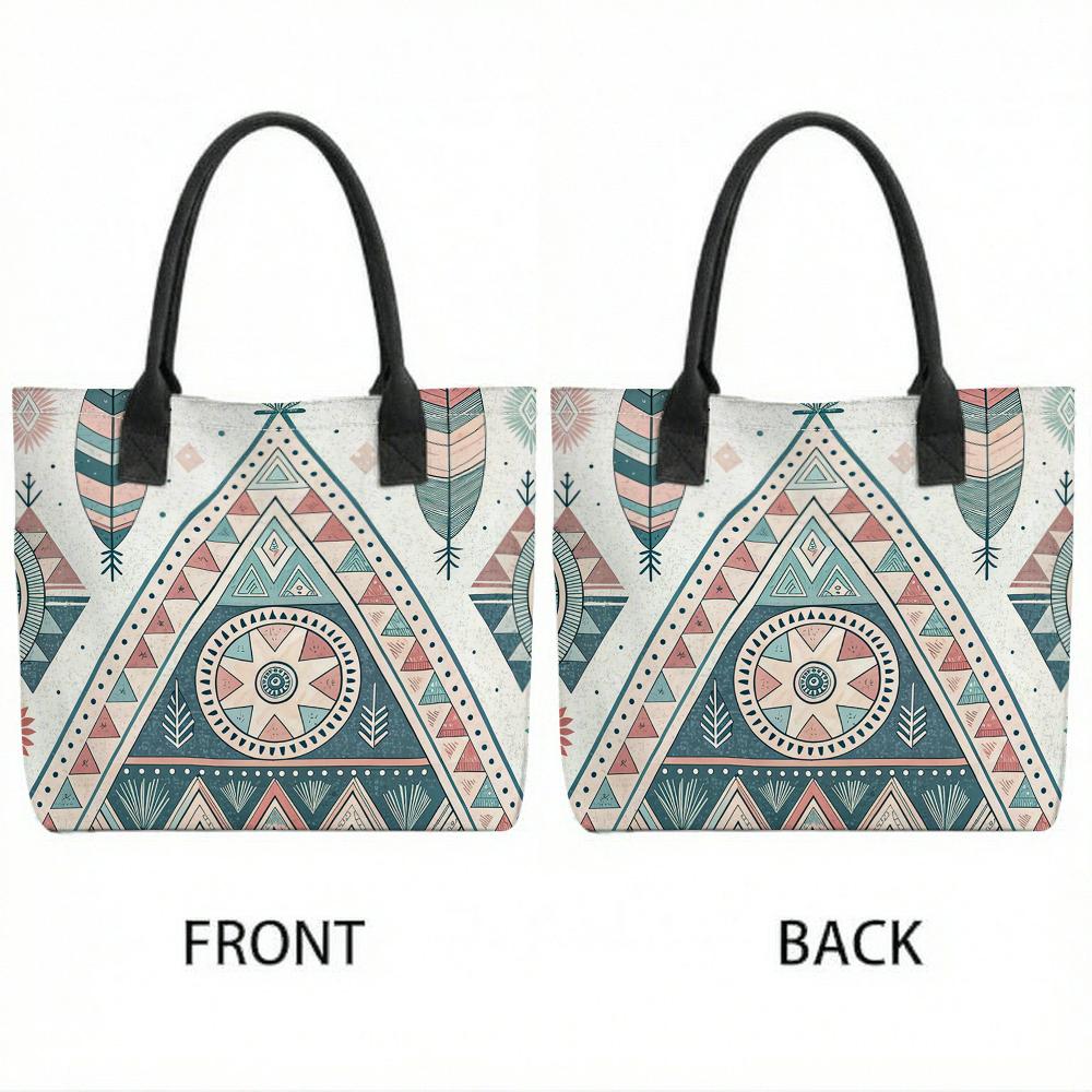  Bohemian Geometric Pattern Large Capacity Tote Casual Shoulder Bag for Daily Use