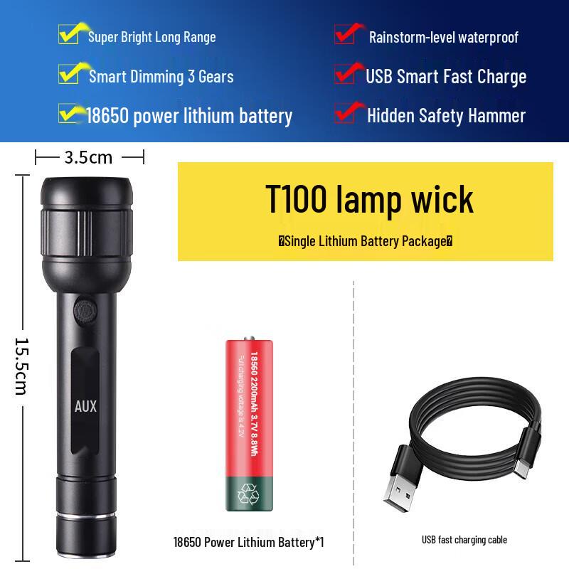 AUX Ultra-Bright Portable Zoom Flashlight