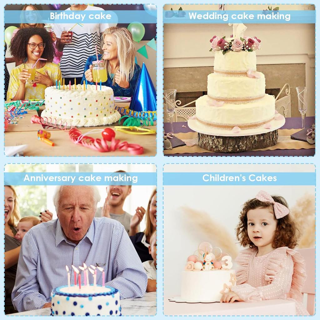 Multi-layer Cake Stand Reusable Cake Separator Plates and Plastic Cake Dowel Rods Set for Tiered Cake Construction and Stacking