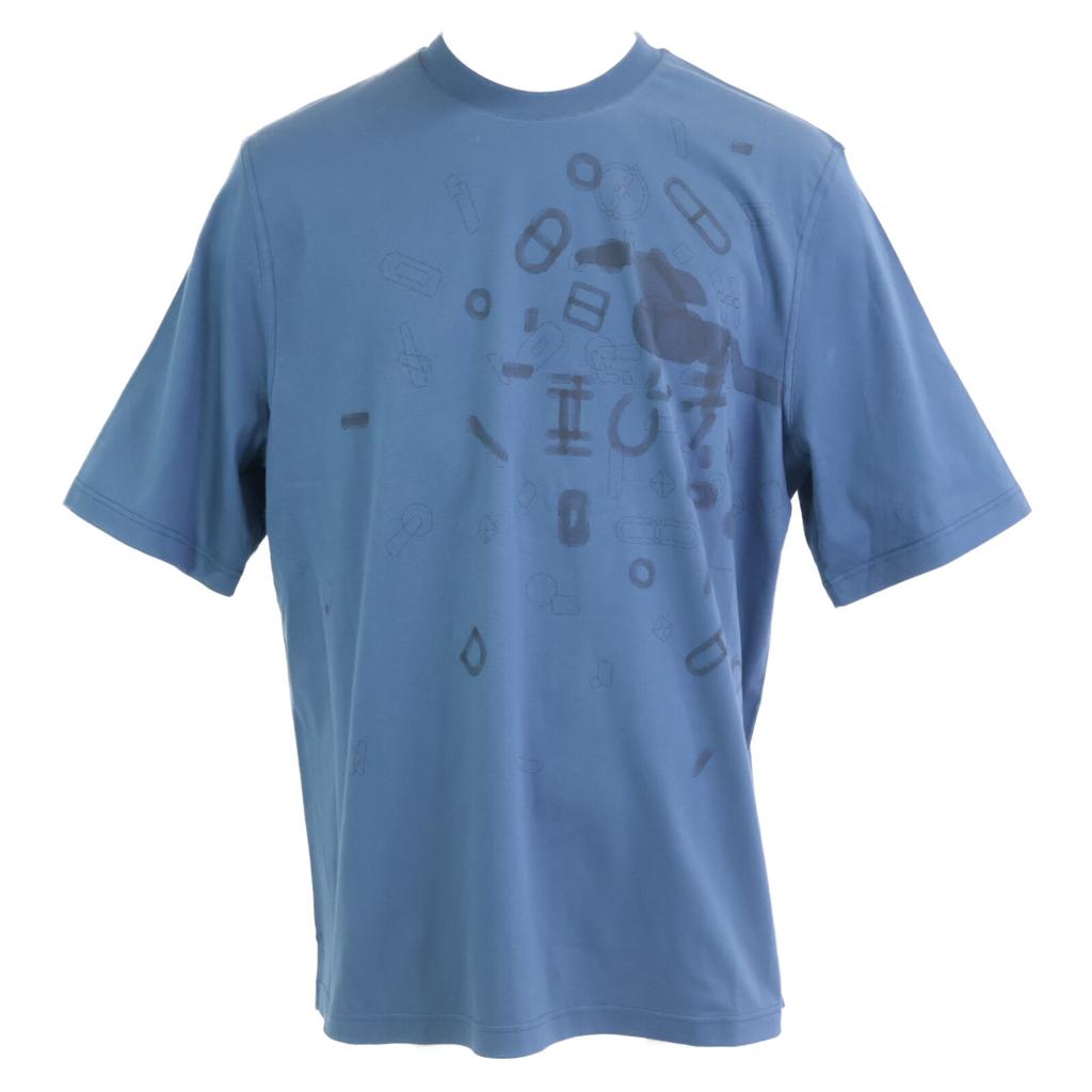 Hermes [/Inlands Regular] FRAGMENTS EQUESTRES Kurzarm-T-Shirt/ Oberteile L blauGebraucht