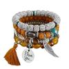 Bohemian Beaded Bracelet Set with Wing Pendant and Tassels
