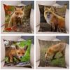 45*45cm Cute Wild Fox Print Pillowcase Decorative Cute Animal Pillowcase Soft Polyester Cushion Cover for Sofa Home Car