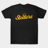 Men Black Print T-shirt Steelers Football Retro V2 No-Cut Transfer Paper Print Cotton Tshirt