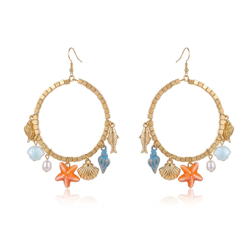 Fashion Design Ocean Coral Shell Earrings Personalized Exaggerated Big Imitation Coral Imitation Branch Ear Jewelry For Women