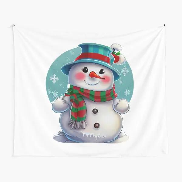 Snowman Tapestry Merry Christmas Tapestry Xmas New Year Winter Party Decoration Wall Hanging for Bedroom Living Room Dorm Decor