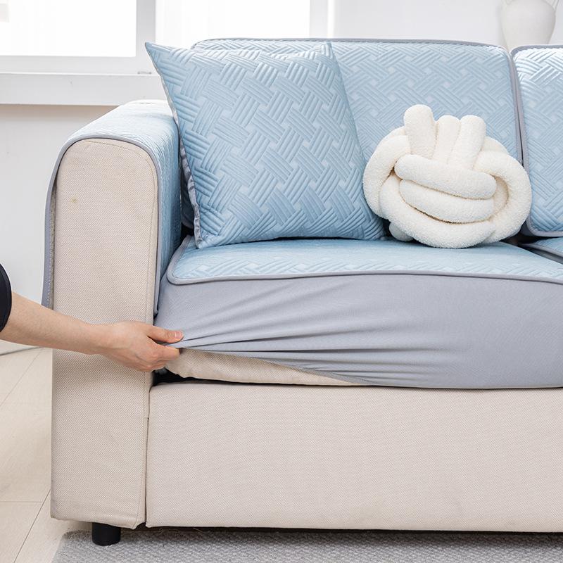 Frische Eis-Seide Sofa Kratzfest Sommer Sitzkissen für Sommer Leder Sofa Überwurf All-Inclusive Universalbezug