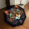 1pc Colorful Cat Face Artwork Fashionable Automatic Opening/Closing Folding Umbrella with 8 Iron Bones, Plastic Handle Yy251015026