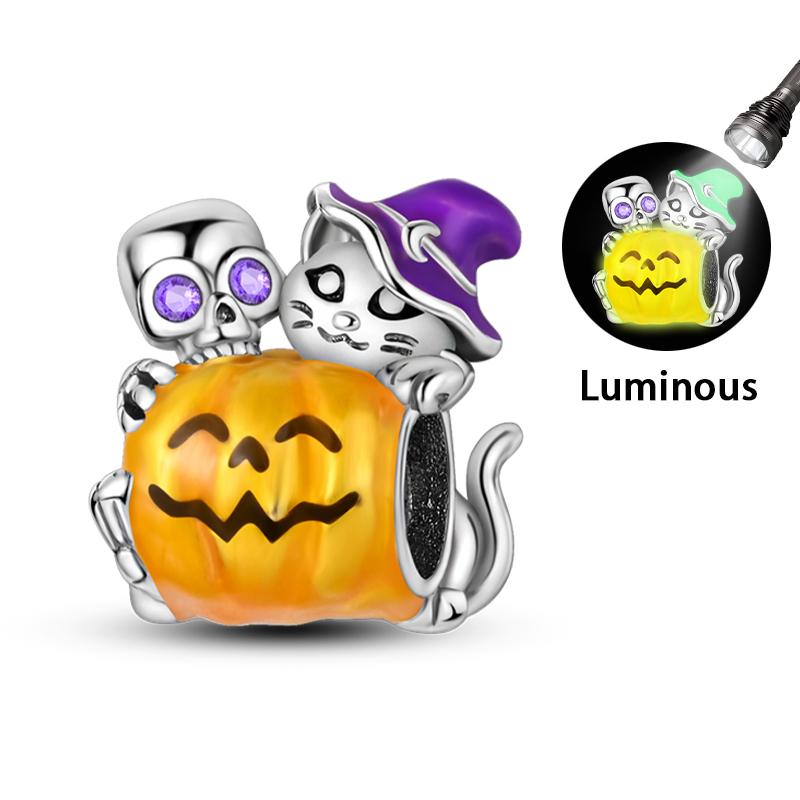 Original Copper Color Fashion Halloween Series Luminous Skull Elf Pumpkin Charms Beads Fit Qikaola Bracelets Diy Jewelry
