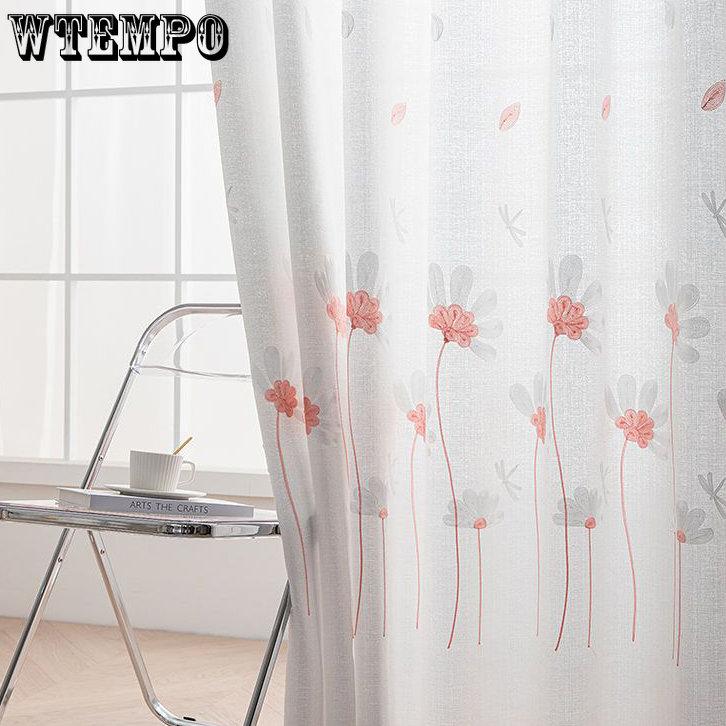 WTEMPO 2PCS Semi Shading Window Screen Living Room Bedroom Balcony Finished Curtains Cheap Sun Protection Thickened White Gauze Curtains