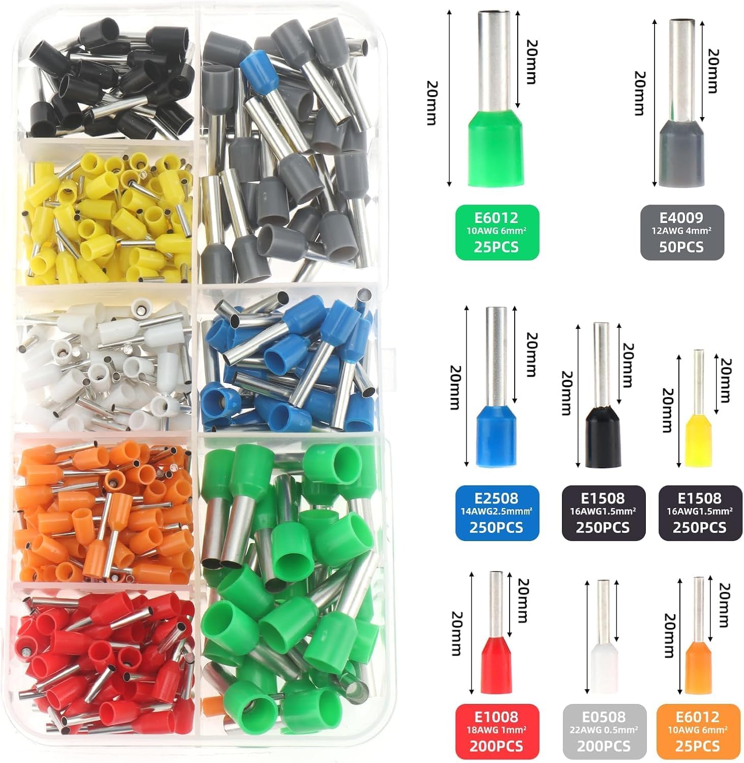400 шт. Наконечники для проводов, или Набор инструментов для обжима наконечников, Саморегулирующийся храповой набор инструментов для обжима проводов AWG23-7