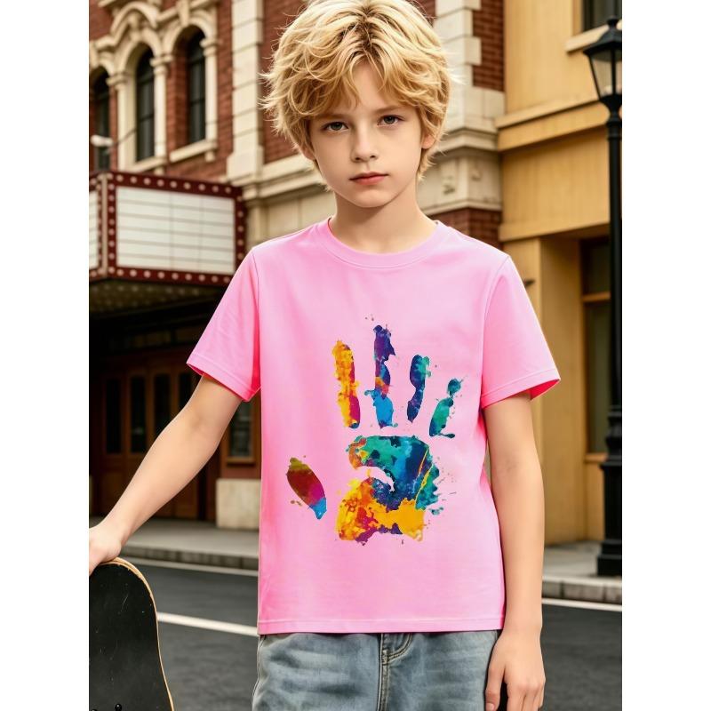 Camiseta de Manga Corta con Cuello Redondo para Niños, Gráfico de Dinosaurio Fútbol Rugby Coche Patineta Animal