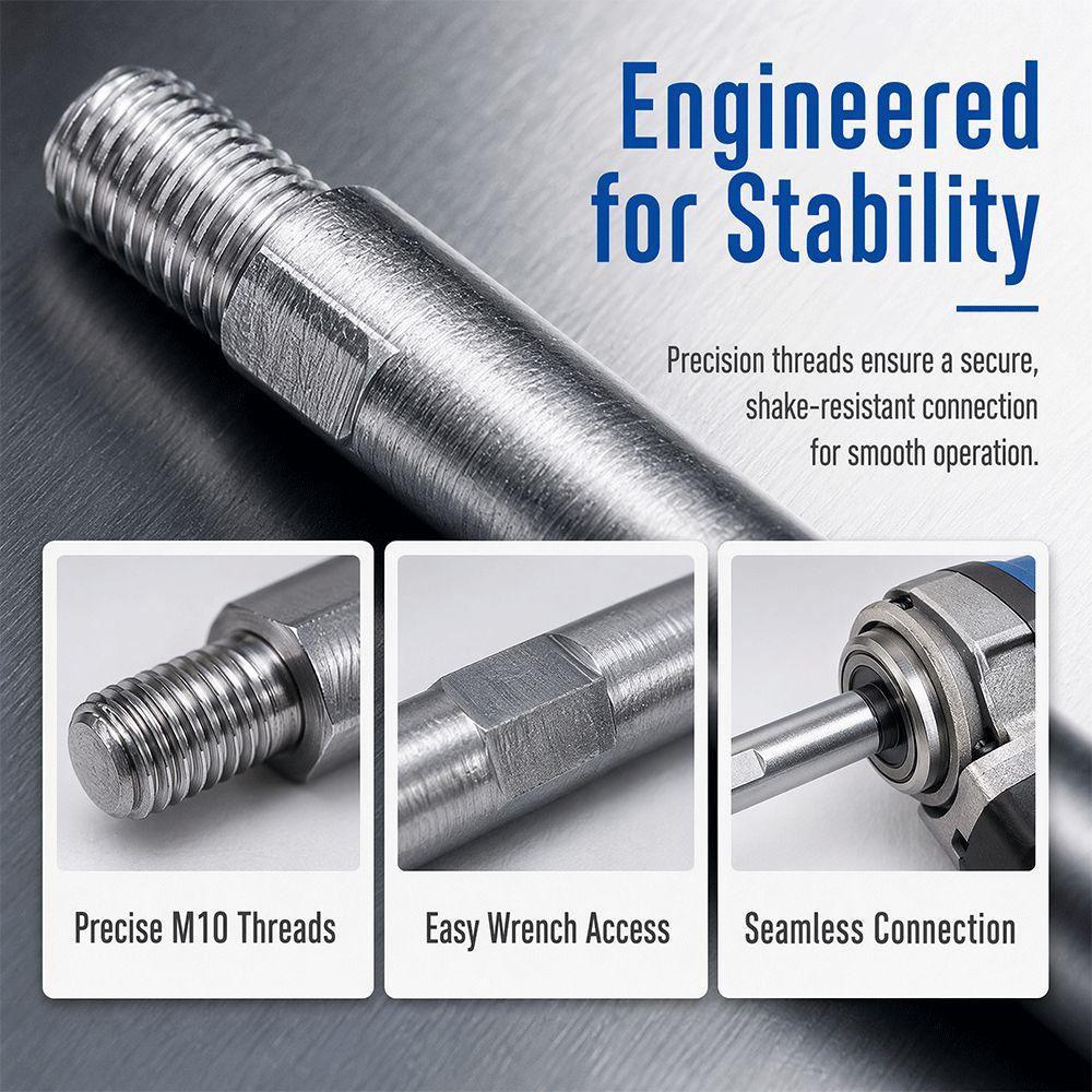 2SET 45 steel Angle Grinder Extension Rod Silver Rotary Polisher Extension Connecting Rod Set