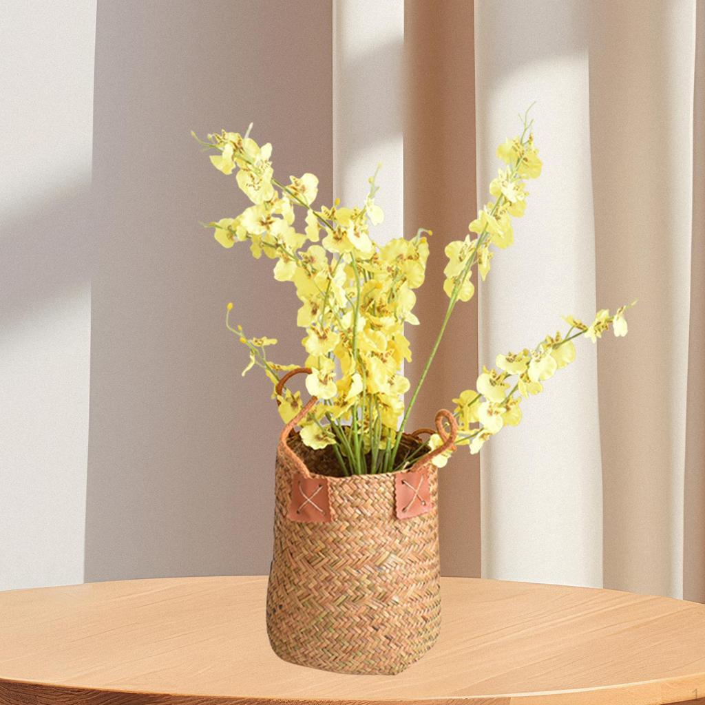 Flettet plantekurv blomsterpotte dekorasjon dekorativ oppbevaring for stue