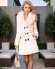 European and American Women's Autumn/Winter Korean Style Wool Coat with Big Fur Collar and Double-Breasted Casual Jacket.