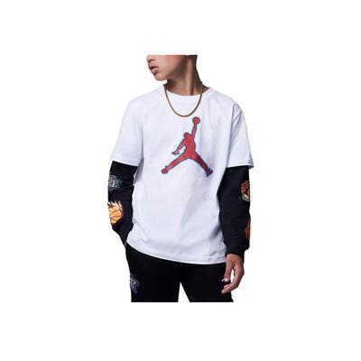 Patch Pack Logo Print Crew Neck Long Sleeve T-Shirt Kids Tops White FV3268-100