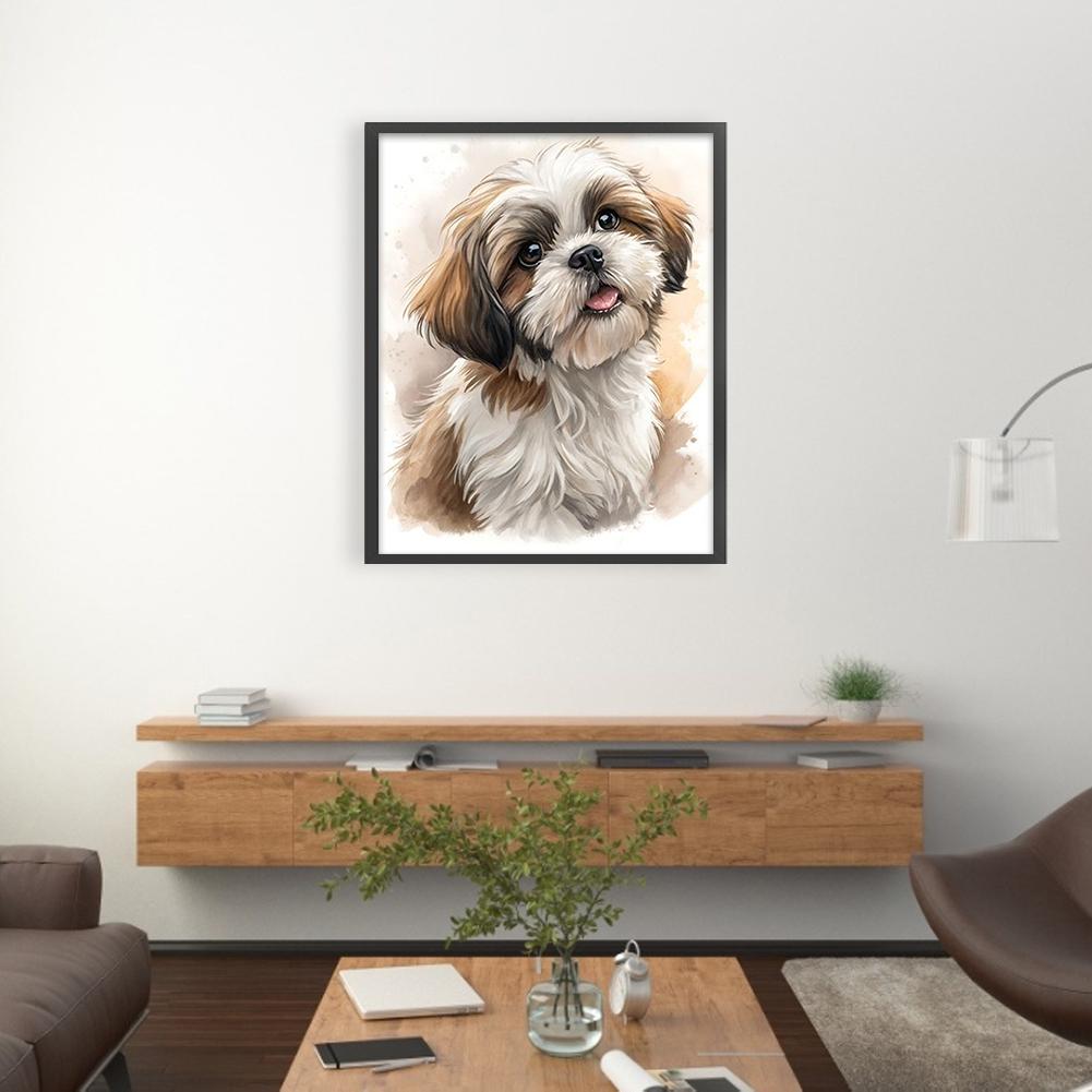 Kit Ricamo Punto Croce Shih Tzu Completo 14CT 2 Fili Fai da Te Ricamo Contato per Adulti Decorazioni per la Casa Kit Ricamo Punto Croce 40x50cm