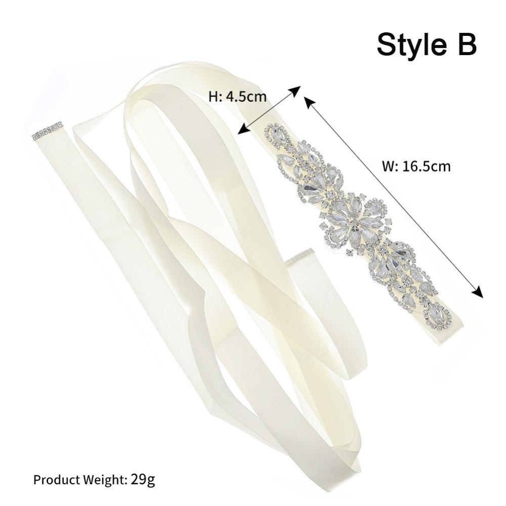 Sweet Silver Wedding Rhinestone Belt Satin Dresses Accessories Wedding Ribbon Sash Crystal Pearls Bridal Belt Women's Belts
