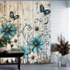 1 Floral Pattern Shower Curtain, Made Of Durable Polyester Material, With Hooks, Machine Washable, Suitable For Bathroom