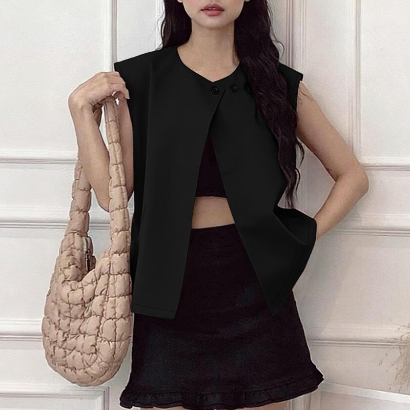 ZANZEA Women Casual Round Neck Solid Color Sleeveless Vest Tops