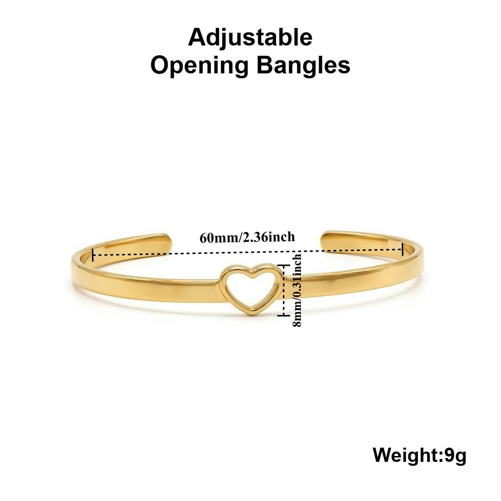 Simple gold heart-shaped open bracelet elegant and stylish hollow heart-shaped bracelet women daily jewelry bracelets for women 58-60mm золотистый