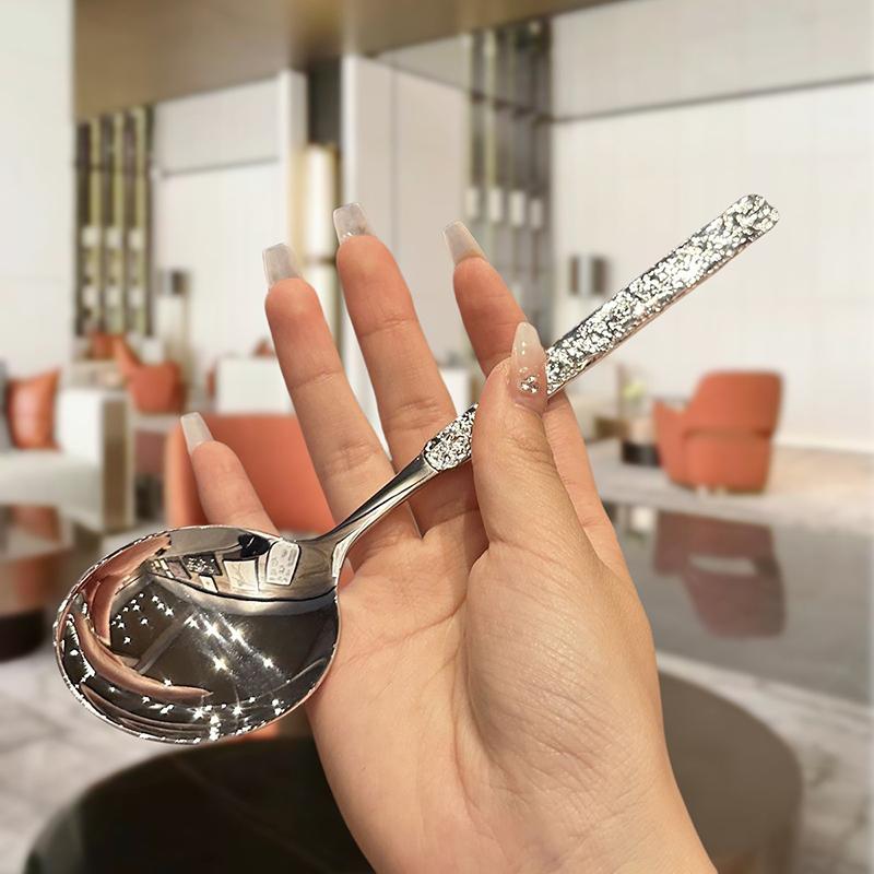Beautiful Tea Coffee Spoon High-Capacity Stainless Steel Silver Fruit Dessert Cake Fork Christmas Kitchen Cutlery