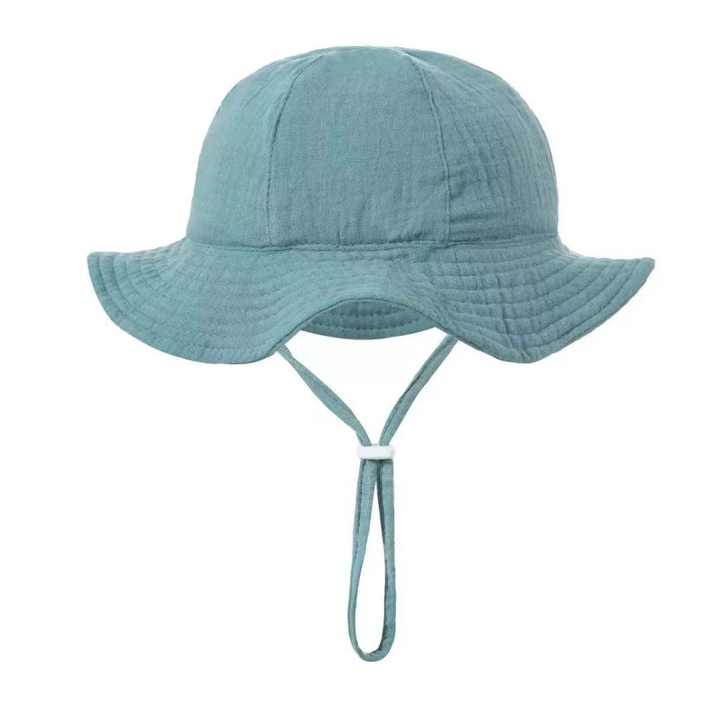 3-12M Children Fisherman's Cap Muslin Cotton Panama for Kids Baby Girl Boy Sun Hat Solid Color UV Bucket Hat Child Outdoor Cap