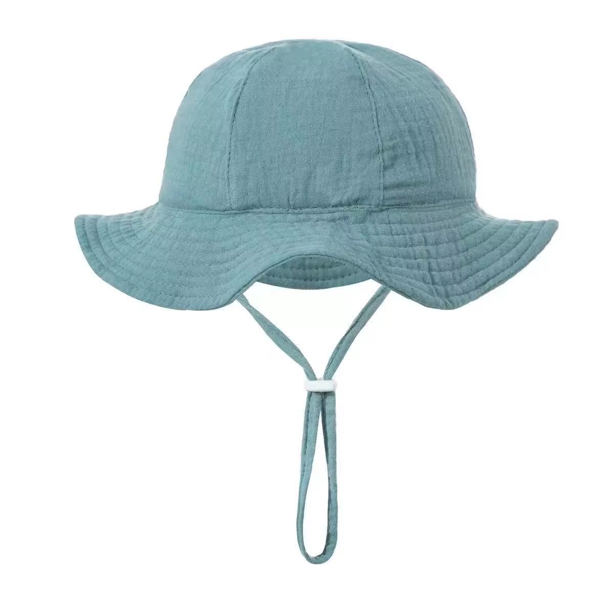 

3-12M Children Fisherman s Cap Muslin Cotton Panama for Kids Baby Girl Boy Sun Hat Solid Color UV Bucket Hat Child Outdoor Cap
