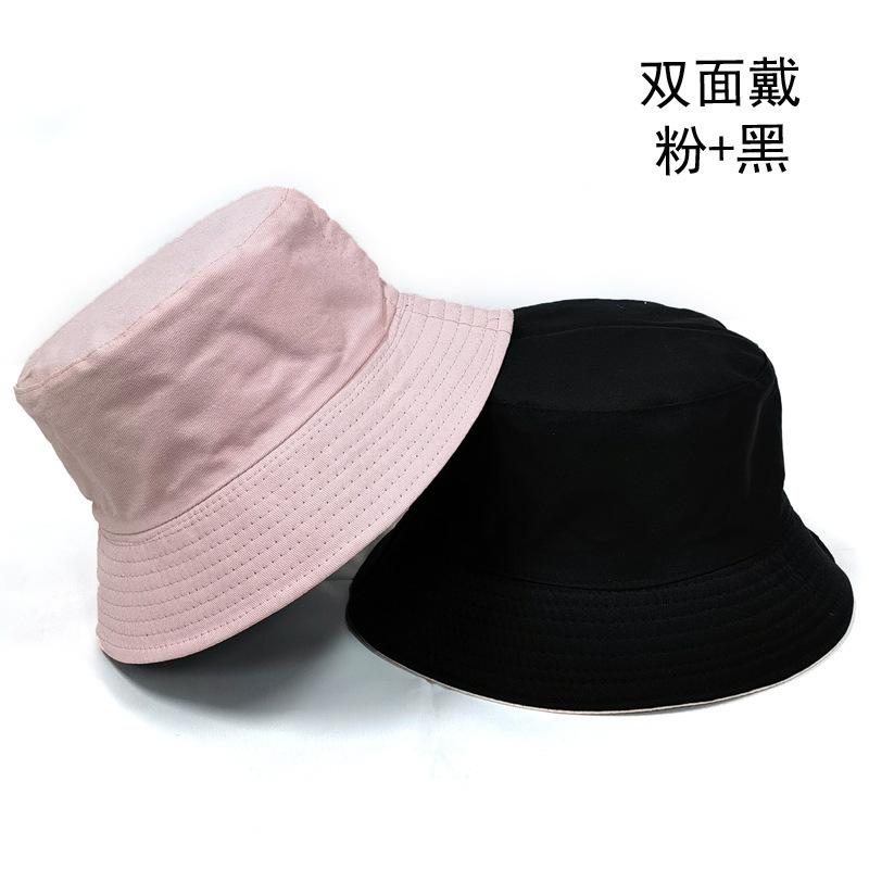 Double-sided bucket hat men's simple casual versatile basin hat women's solid color light board sun hat couple hat tide