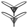 Women See-through Lace Micro Thongs G-string Low Waist Elastic Waistband T-back Lingerie Underwear