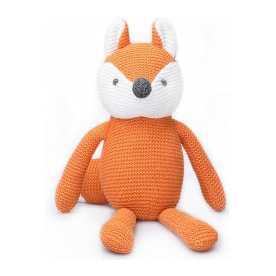 FLUFFYFUN 100% Organic Cotton Baby Toy, Fox Plush 18cm (Orange)
