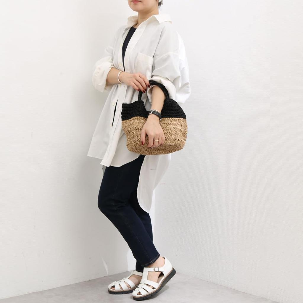 Mini tote bag with contrasting knit pattern
