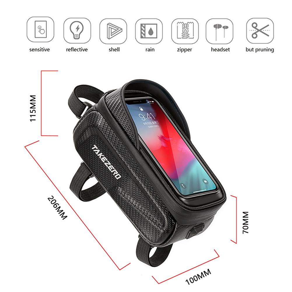 1L Bicycle Bag Cycling Top Front Tube Frame Bag 6.8inch Mobile Phone Case Touch Screen Road Hard Shell Case Bike Accessories
