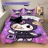 3pcs Kuromi's Halloween Adventure Quilt Cover Set (1 Quilt Cover + 2 Pillowcases Without Pillow Core), High-Definition Printing for Home and Dorm
