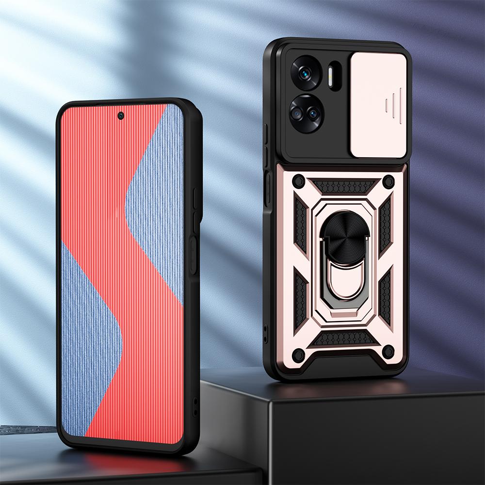KEYSION Shockproof Case for Honor 90 5G 90 Lite 5G Slide Camera Lens Protection Ring Stand Phone Cover for Huawei Honor 70 Lite