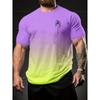 Men's Summer Palm Tree Gradient T-shirt - Fashionable Casual Short Sleeve Round Neck Top