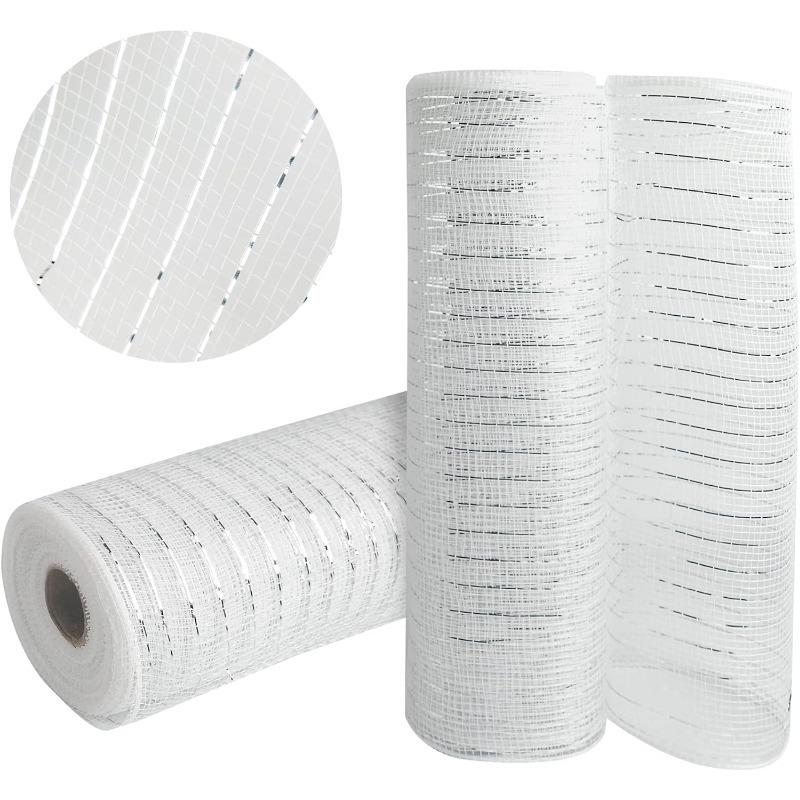 Golden Grid Ribbon Christmas Tree Decoration Mesh Tulle Roll Fabric Pendant For Christmas Decor Party Home Room Xmas Wreath Gift