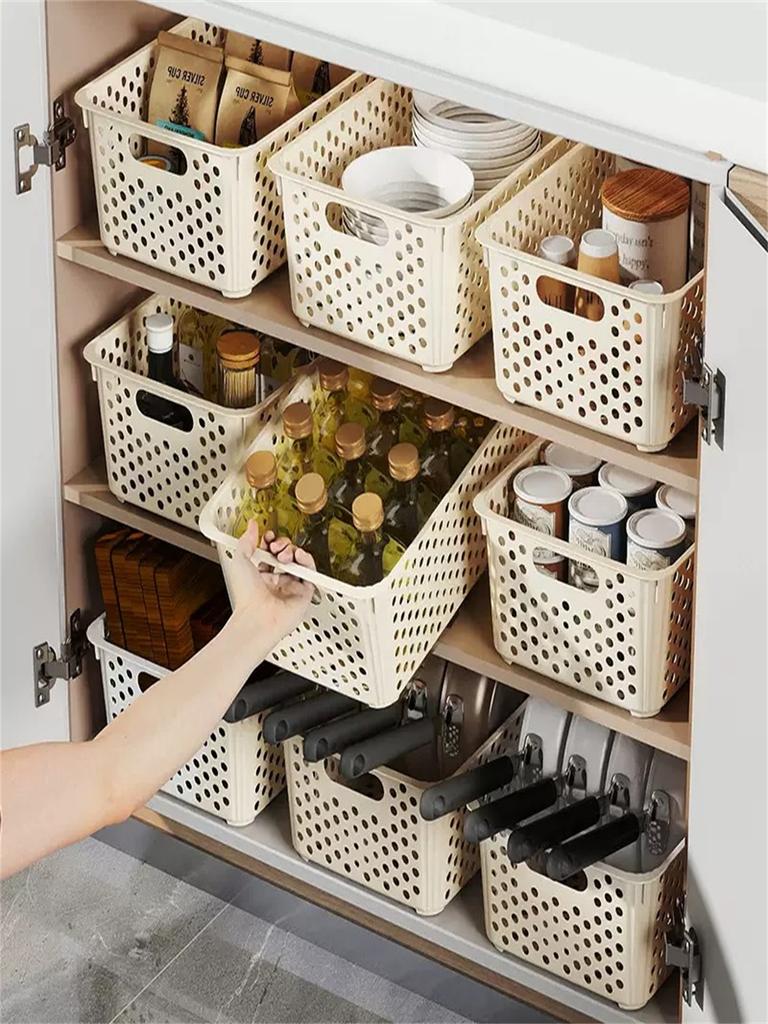 Household Miscellaneous Storage Basket Snack Toy Storage Box Plastic Shelf Dormitory Kitchen Tabletop Minimalist Storage Box