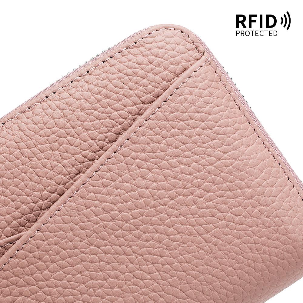 Damski portfel długi akordeonowy z prawdziwej skóry z ochroną RFID