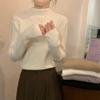 Autumn and winter warm small stand-up collar with knitted bottoming shirt inside, women's stacked long-sleeved solid-color versatile soft waxy 