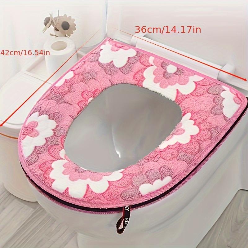 1pc Plush Toilet Seat Cover Thickened Autumn & Winter Comfort Warmer Washable Mat Cover Pad Cushion Seat