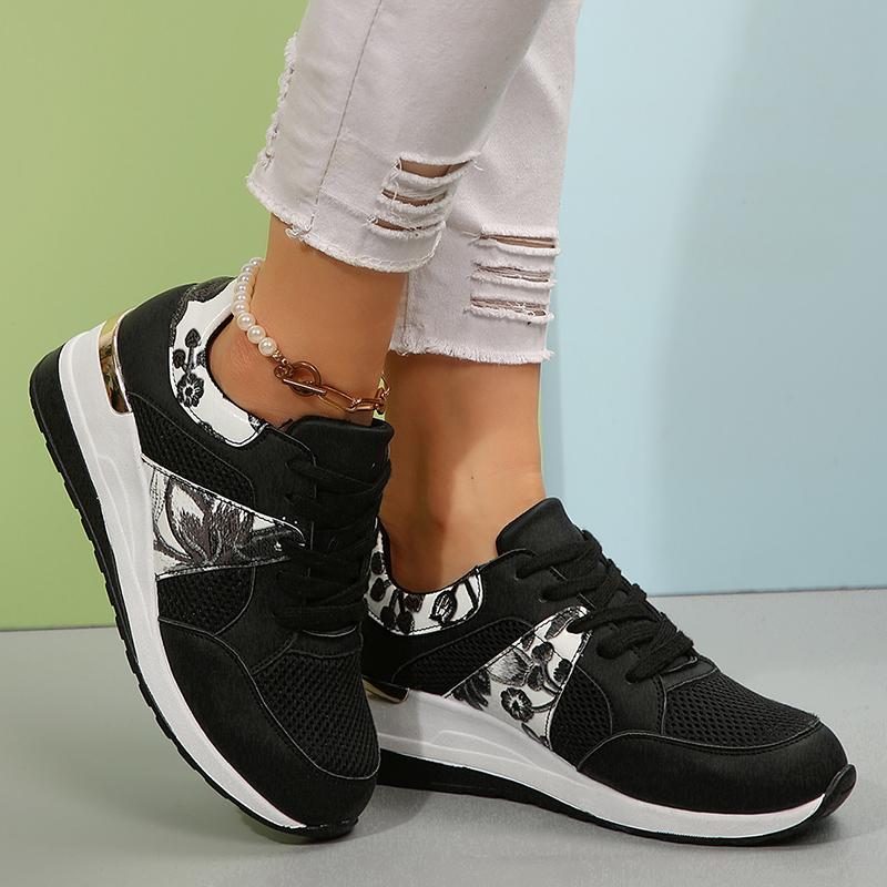 Fashion Fashion Printed Wedge Sneakers for Women Lightweight Breathable Running Sports Shoes Woman Comfortable Non Slip Casual Sneakers