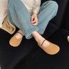 Retro Round Head Mary Jane Flat-soled Single Shoes Women's 2025 Spring and Autumn New Fashionable Simple Shallow Mouth One-word Single Shoes