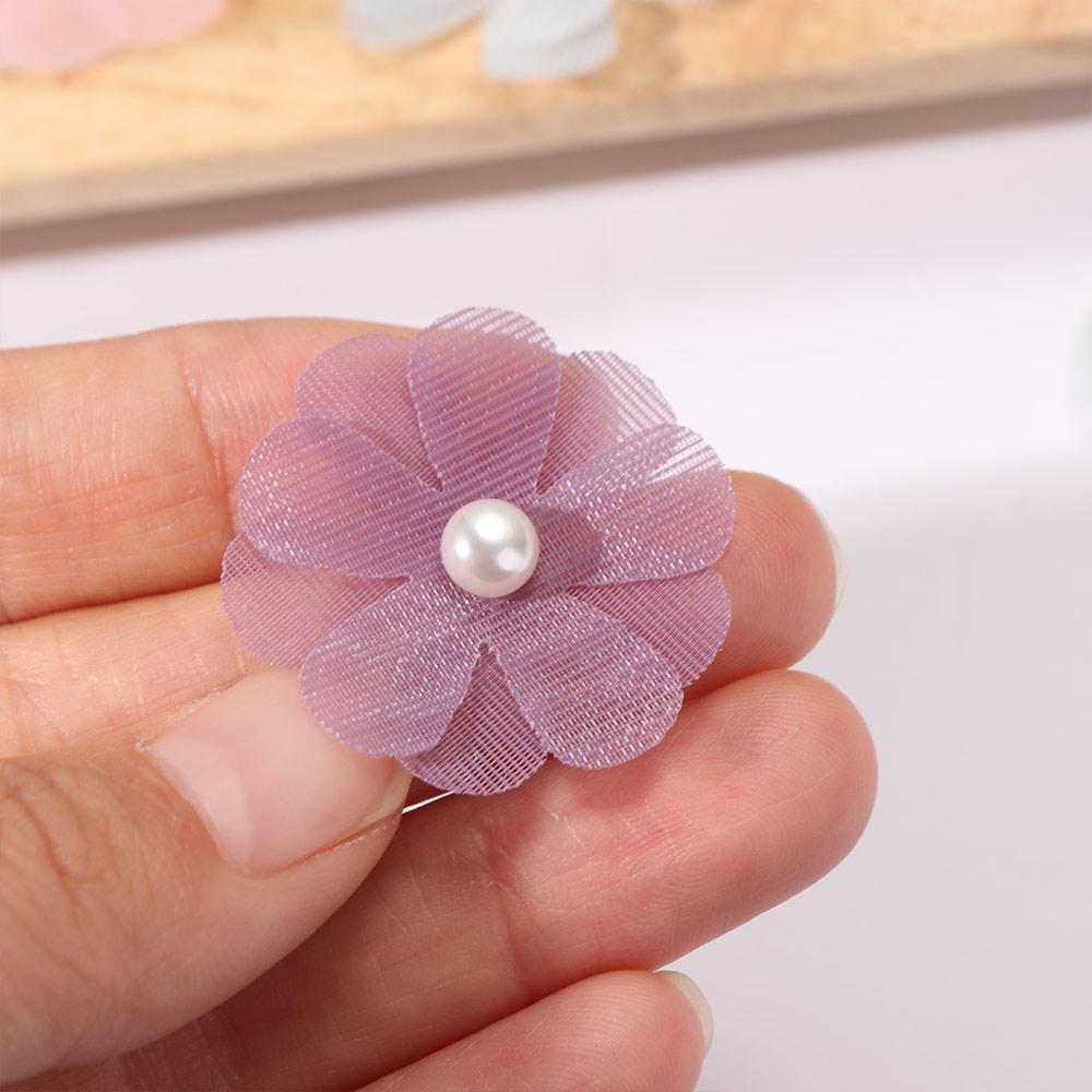 10pcs Cored Flowers Clothing Decoration Artificial Flower Pearl Stamens Clothing Patch Hat