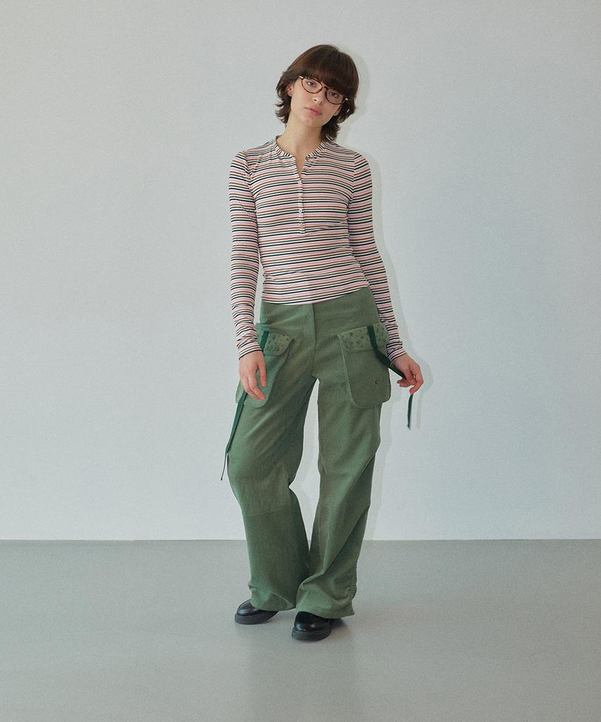 WOVEMENT Pocket Detail Cargo Pants Khaki Wbdfpa001Kk