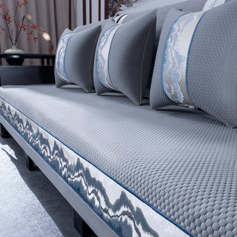 Sofa Cushion Ice Silk Summer Sofa Seat Cushion for Summer Summer Solid Wood Non-Slip Chinese Cover High-End