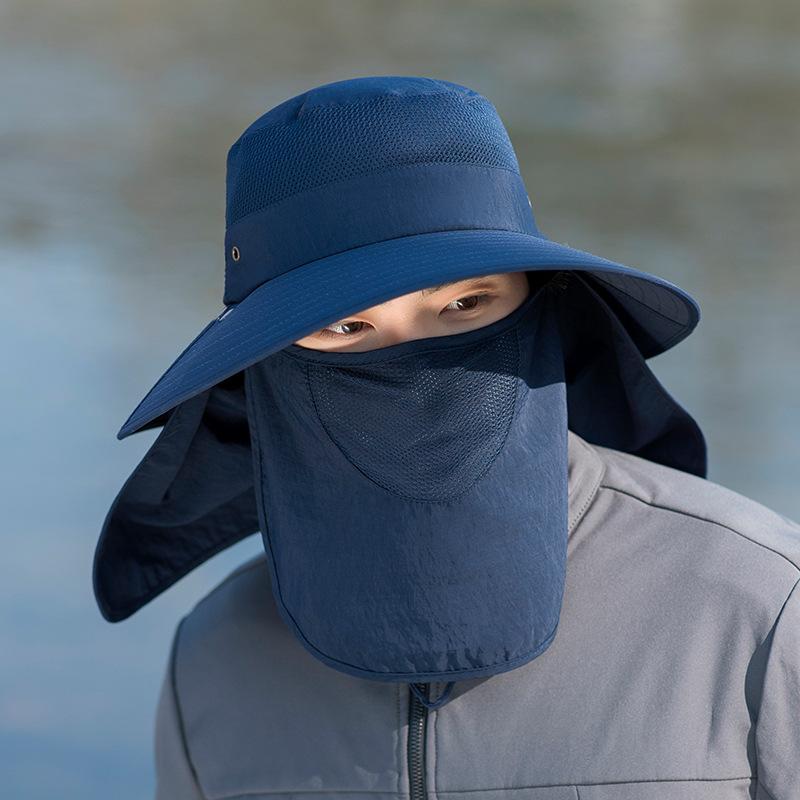 Outdoor quick-dry fisherman hat for men, summer multifunctional face mask, neck protector, all-in-one sun protection hat for hiking and climbing