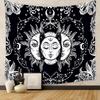 Boho Chic Wall Tapestry With Moon Phase Floral Starry Sky Design Bedroom Yoga Studio Decor