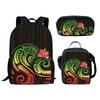 Creative Reggae Color Polynesian Hibiscus 3D Print 3pcs/Set pupil School Bags Laptop Daypack Backpack Lunch bag Pencil Case