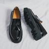 Sur-chaussures mocassins, petites chaussures en cuir, chaussures en cuir brillantes rehaussées à semelles épaisses style britannique, chaussures décontractées