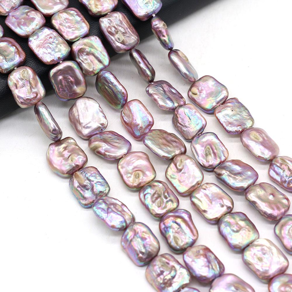 1String, Purple Natural Freshwater Pearls, 15×18mm, Handmade Rectangle Pearl Beads for Jewelry Making DIY, Cheapest Items Available 36cm